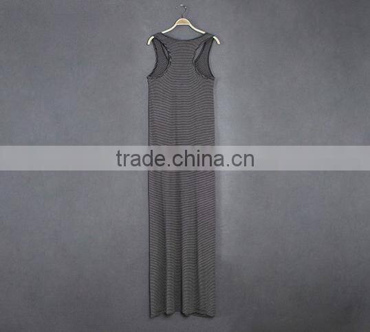 sleeveless small stripes full long ankle length dress