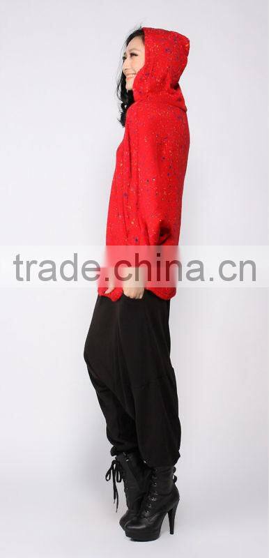 Custom printing cotton casual loose themal pullover hoodie without string for women