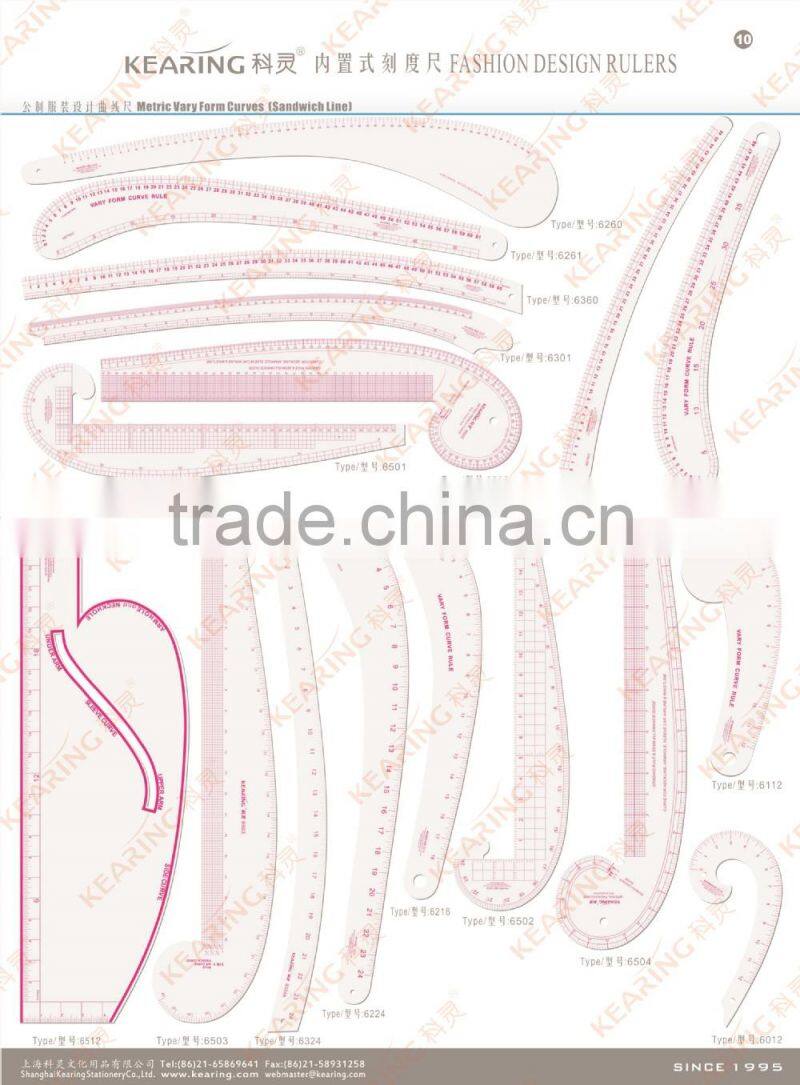 Kearing brand Inch metal ruler with 18 inch length for fashion design # 6218A