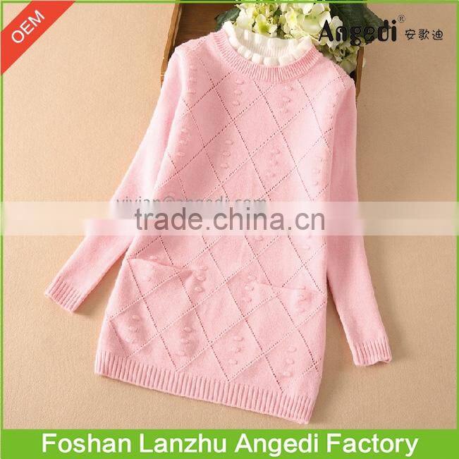 OEM supply Girls winter clothing thermal dress Hoodless Sweater Dress for girl 2-14yrs