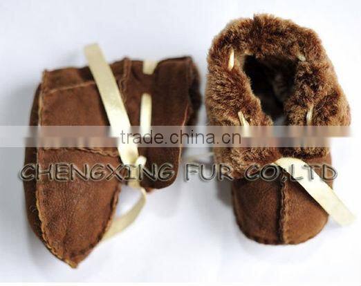 CX-SHOES-01 Genuine Sheared Sheep Leather Child Shoes