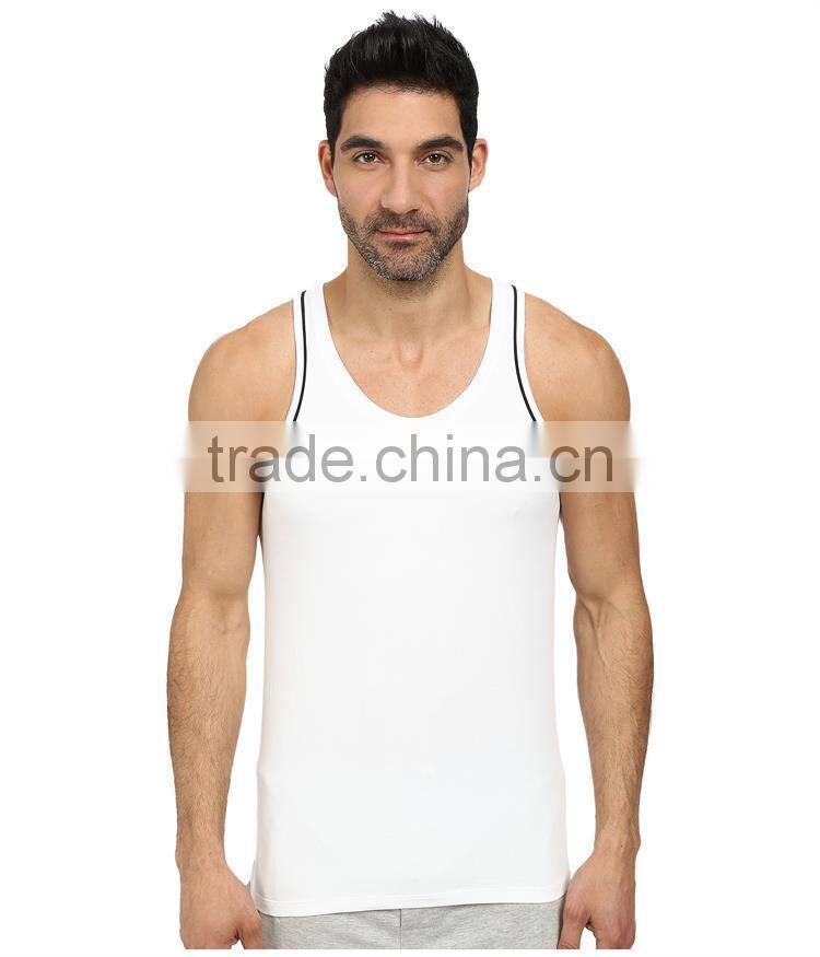Mens plain white custom gym singlets for mens