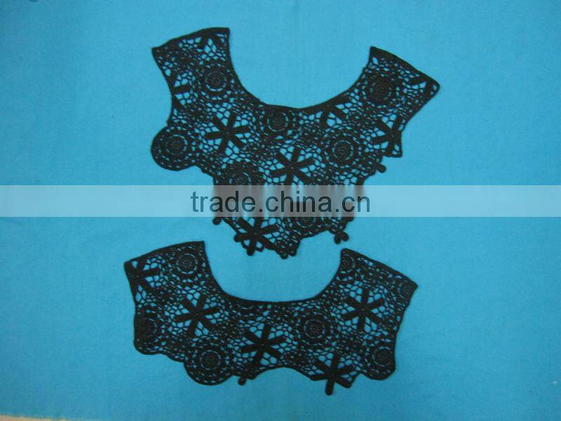 Wholesale black cotton crochet lace collar embroidery flower designs