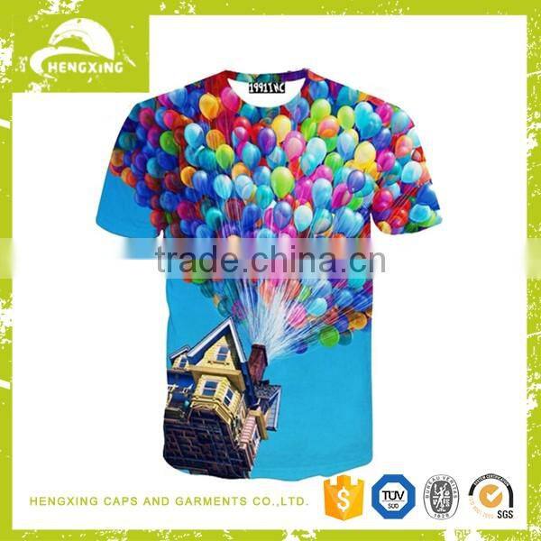 2016 Customised Men's Sublimation Full Print Short Sleeve 100%Cotton T-Shirt Wholesale