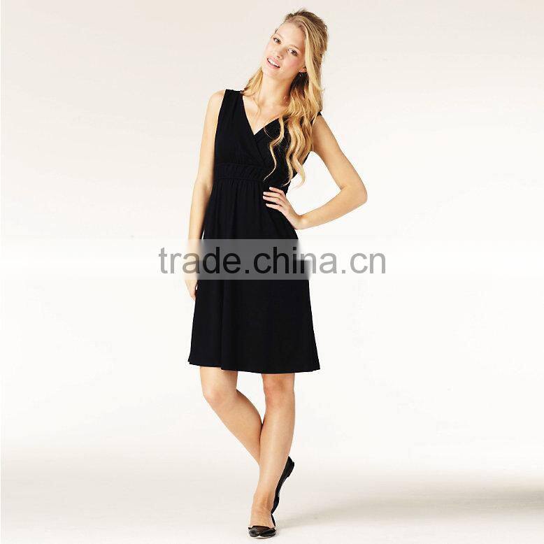 Ladies Black Ruched Wrap Jersey Dress TH107