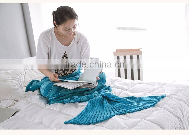 Customized High quality ladies striped hollow mermaid tail blankets