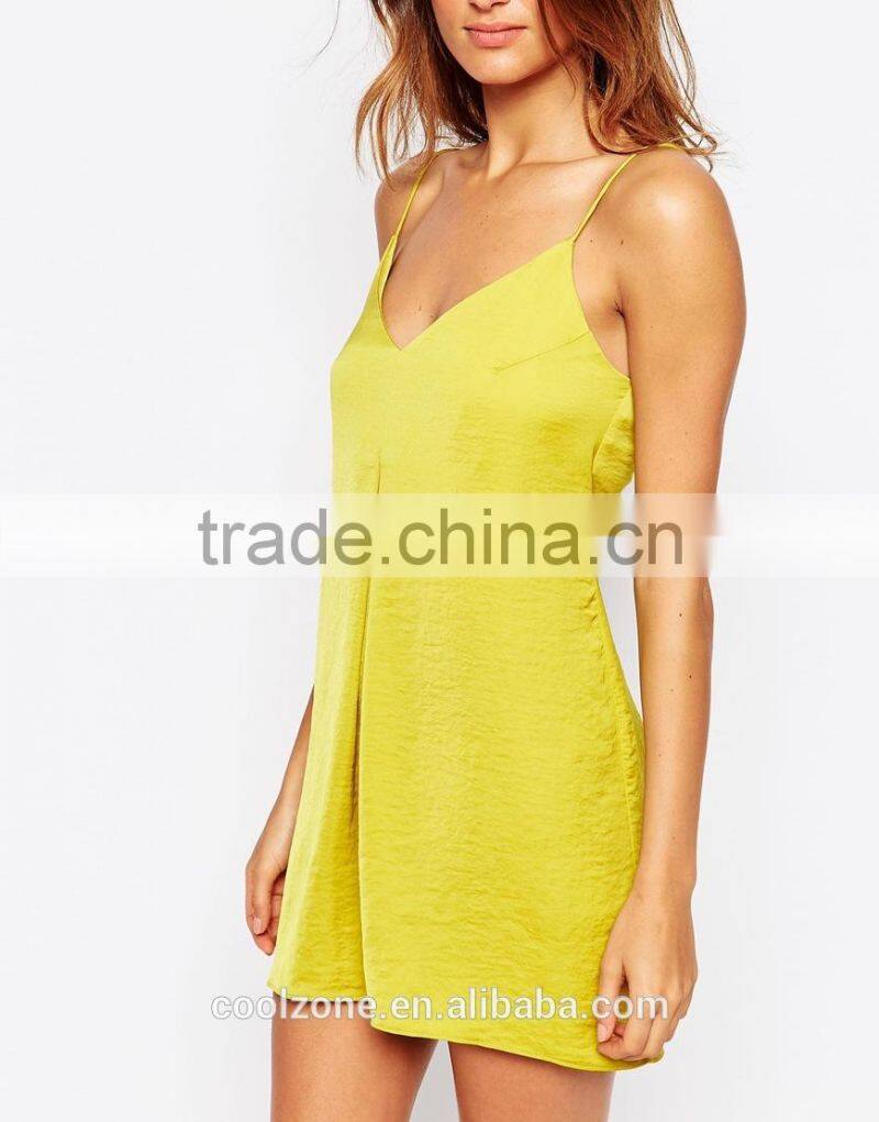 Women pleat front smooth satin sexy night sleeping dresses wholesale