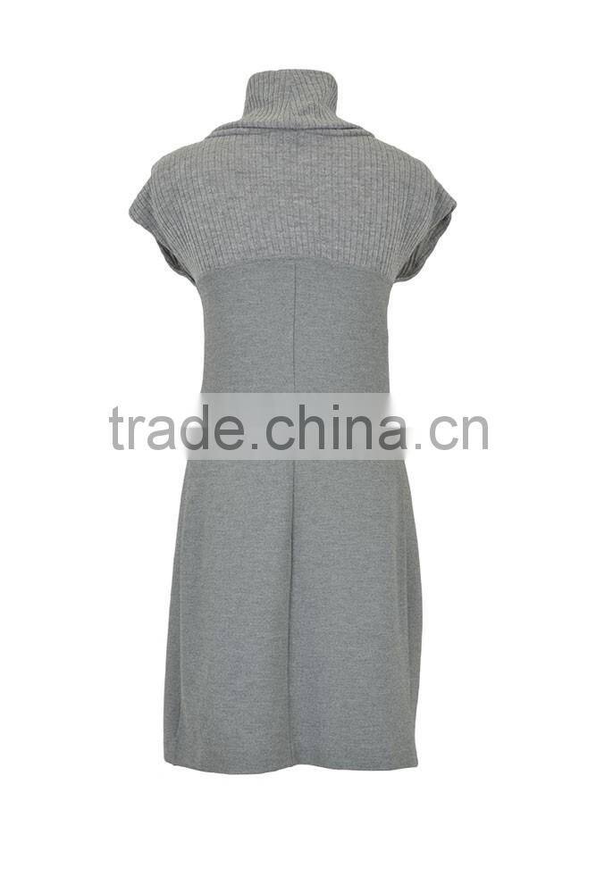 Cozy Dark Grey Turtleneck Maternity Dress 2015