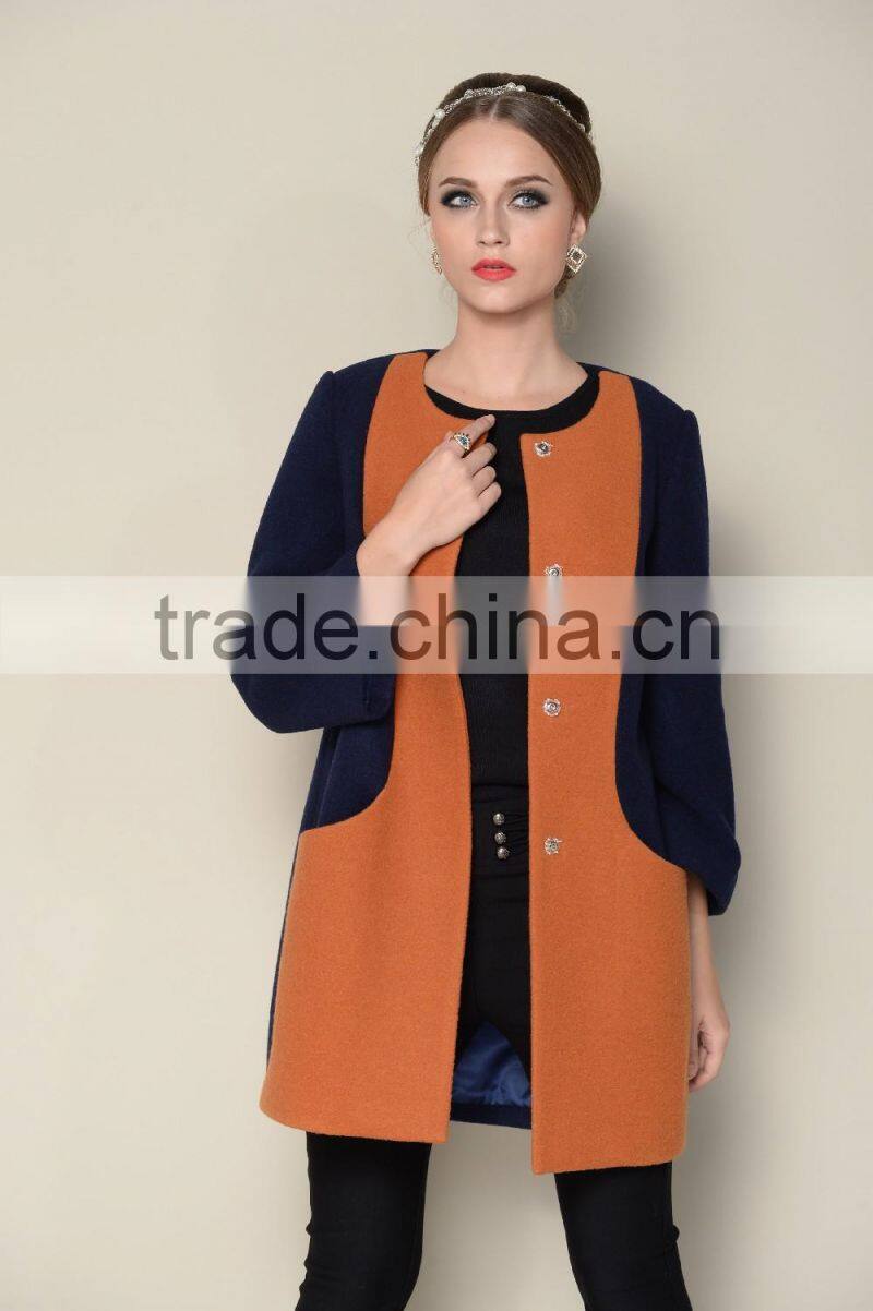 popular o neck fashionable multicolored womens clothing fall 2015 winter fur coat