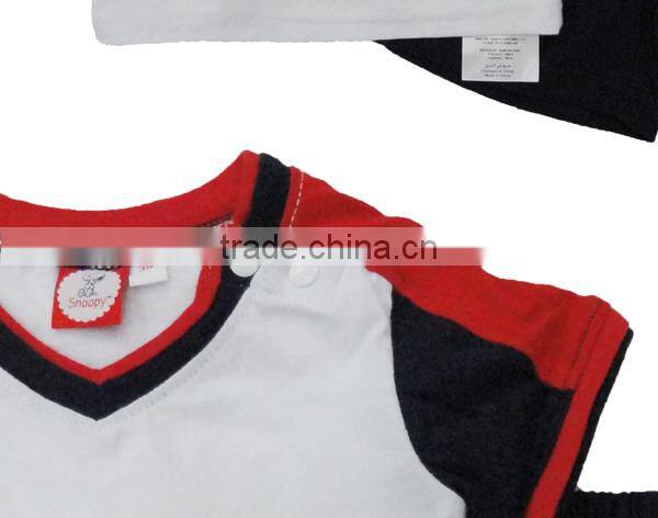 Cotton kids pajamas with V collar design 2pcs set summer boys pajamas