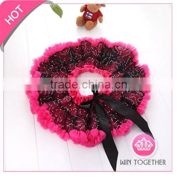 Pink polka dot school girl skirt wholesale pettiskirts pink toddler