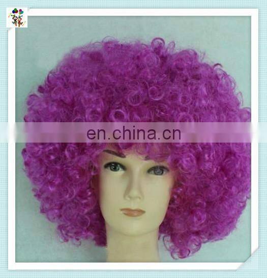 Sports Fan Crazy Party Cheap Purple Big Curly Afro Wigs HPC-0034