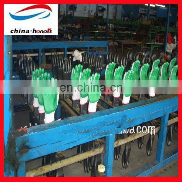 green rubber coated gloves/natural rubber palm coated cotton glove