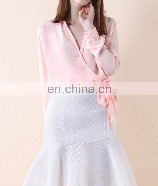 Relaxed Self-tie Wrapped Top in Pink