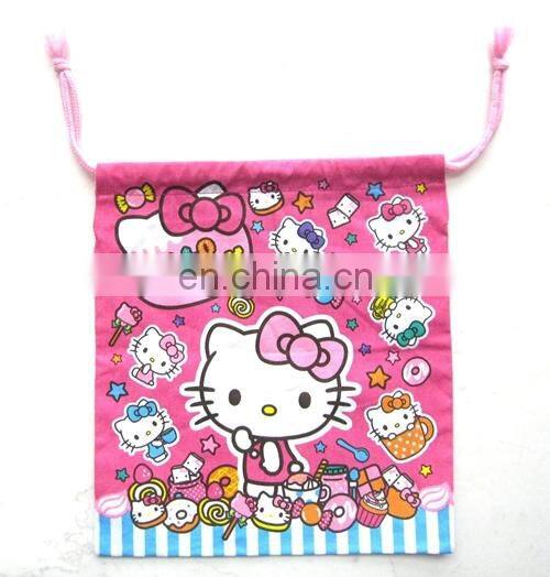 cute kitty foldable lunch bag cartoon drawstring bag portable gift bag shopping bag shoulder bag recycling handled nylon bag