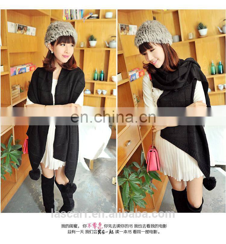 100% acrylic women scarf plaids big long shawl pure color black