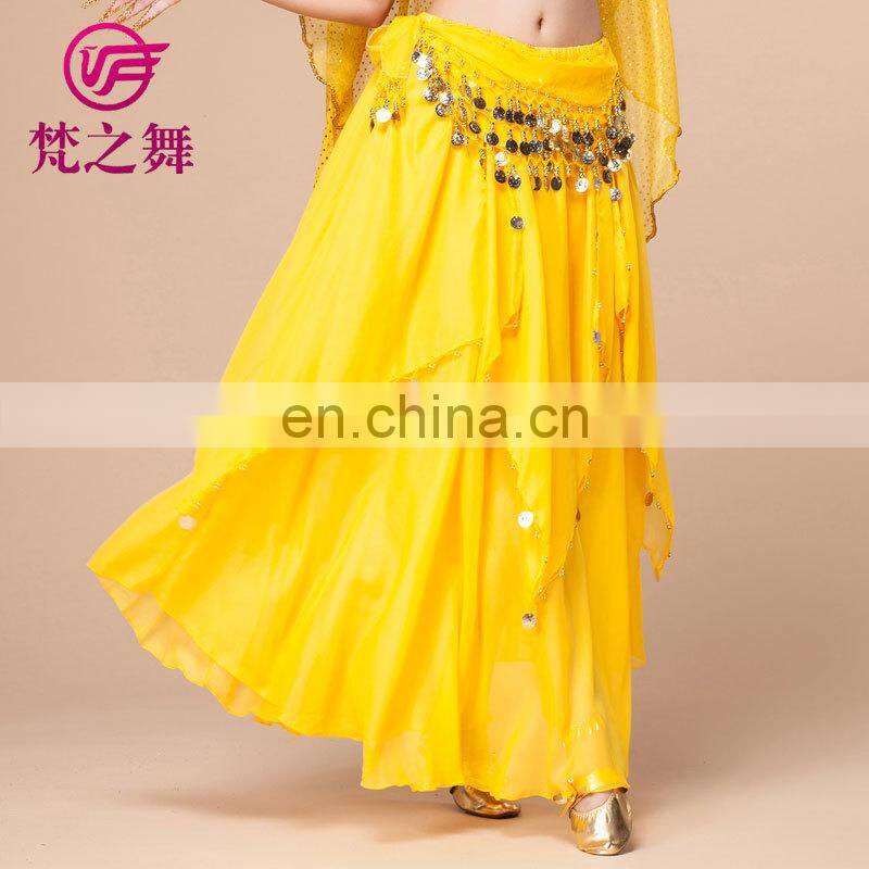 Arabic chiffon gold coins belly dance dancing skirt for women Q-6006#