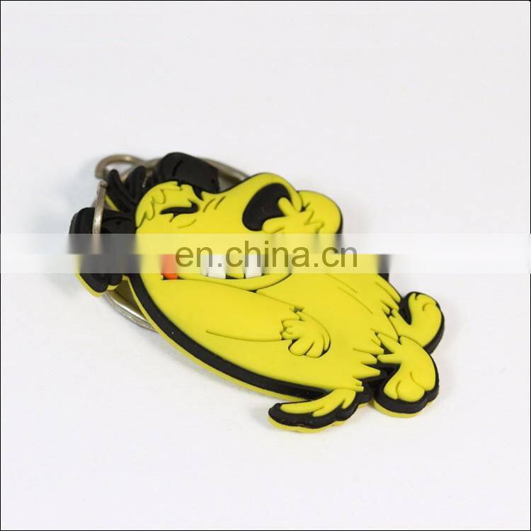 Custom round 3D pvc keychain rubber keyrings with logo wholesale