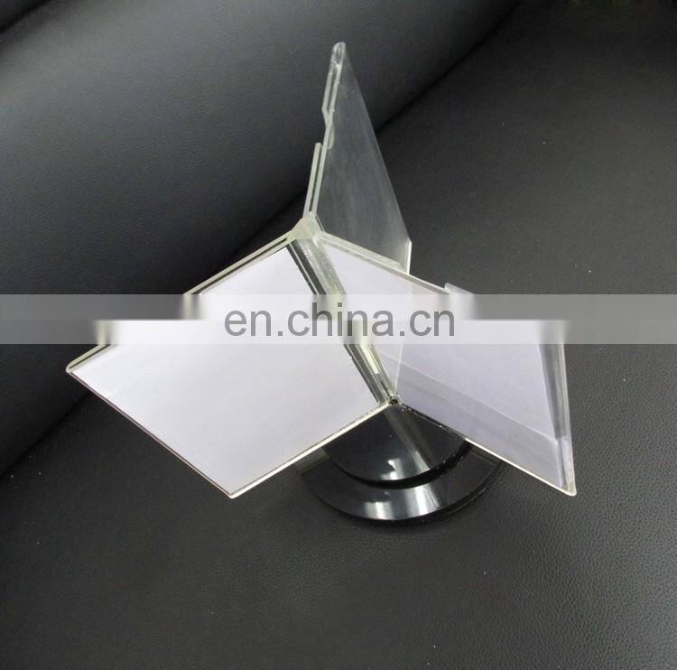 Made In China cheap 3 sides clear acrylic rotated menu holder for hotel and restaurant