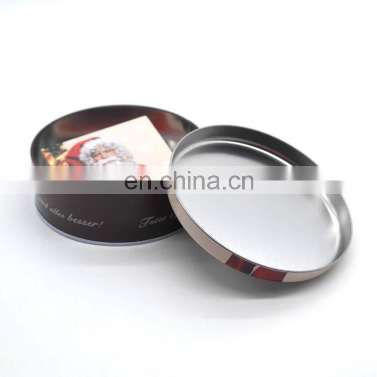 Direct factory christmas round gift tin box wholesale