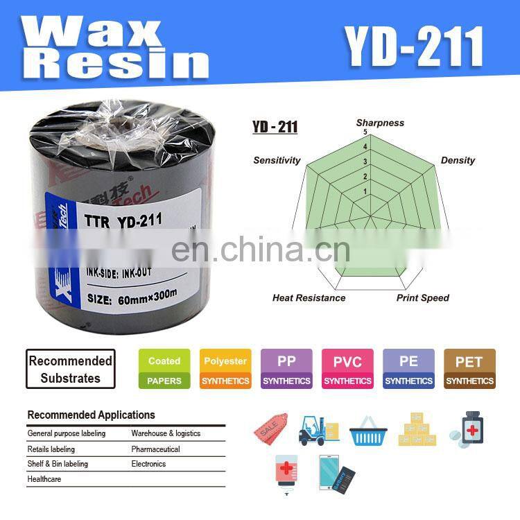 Wax resin thermal transfer ribbon 40 mm zebra bar code printer jumbo roll TTR ribbons