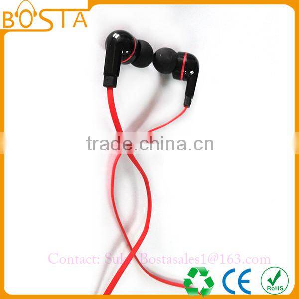 Fashionable China wholesale comfortable stereo computer flat cable earphones earbuds