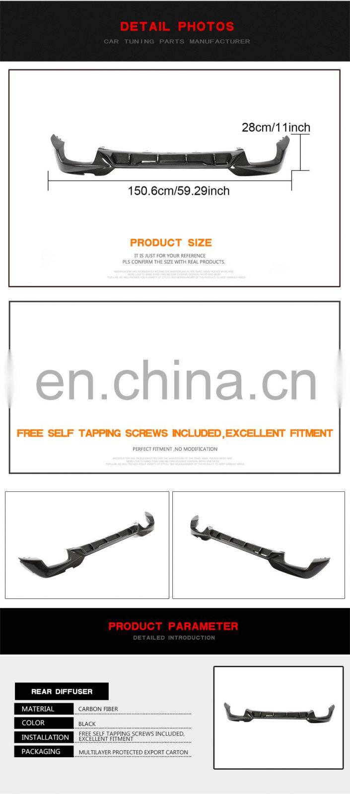 Carbon Fiber Rear Bumper Diffuser Spoiler Lip For BMW G20 G28 M-Sport Bumper 2019-2020 Rear Bumper Protector quad exhaust