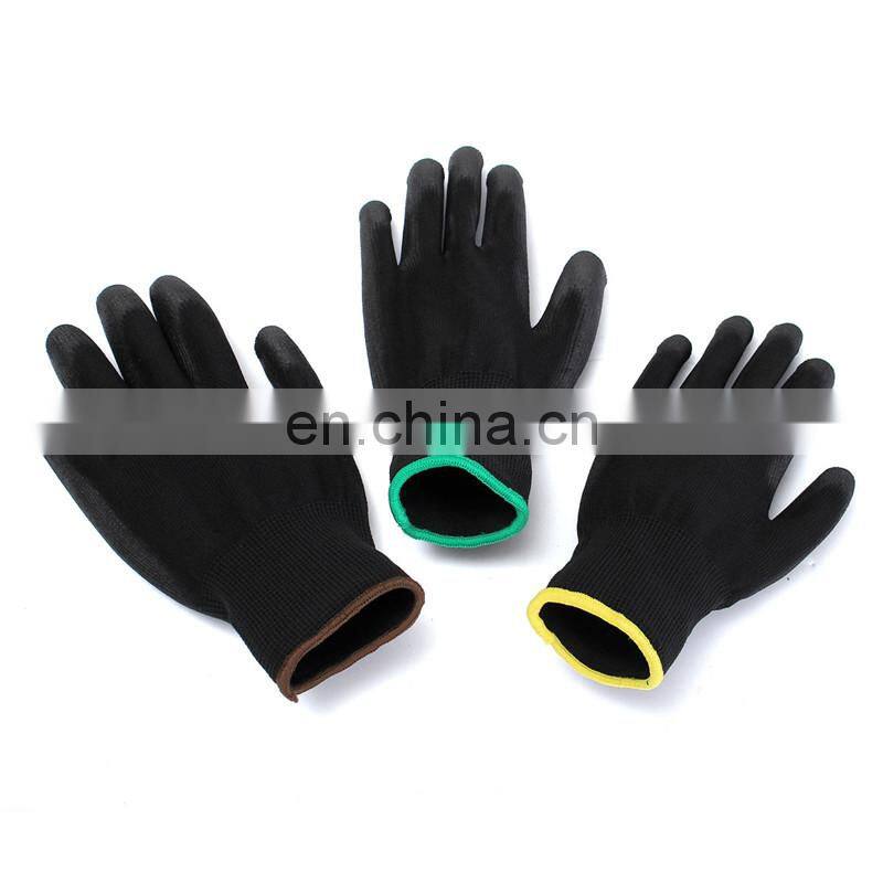 Coating PU Top Work  Protection Gloves in Black