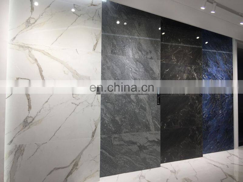 Foshan 750x1500mm big size 12mm thick grey color marble ceramic porcelain tiles for floor and wall