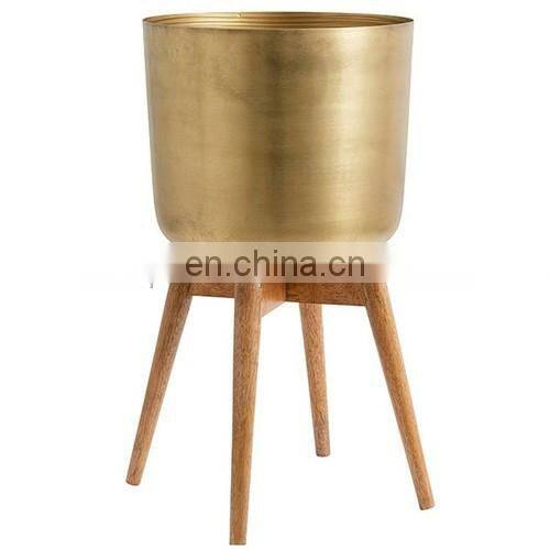 brass plated planter with stand
