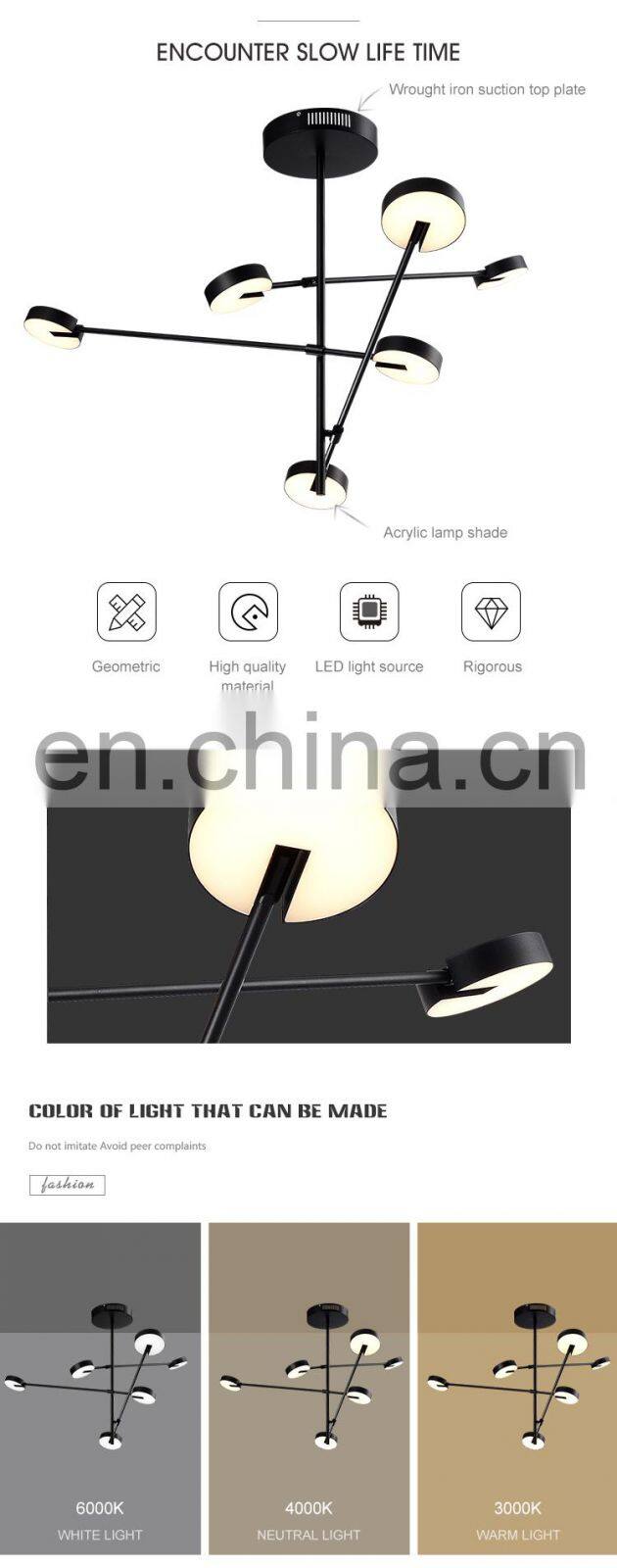 HUAYI New Model Modern Style Living Room Decoration Acrylic Iron LED Pendant Light