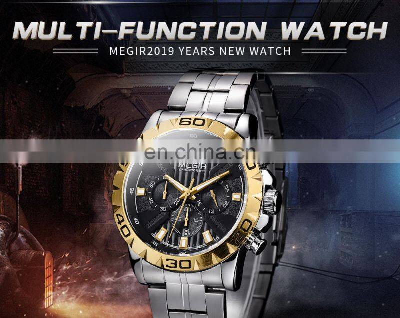 MEGIR MS2087G Men's Quartz Watches Business Chronograph Waterproof Luminous Army Wristwatch