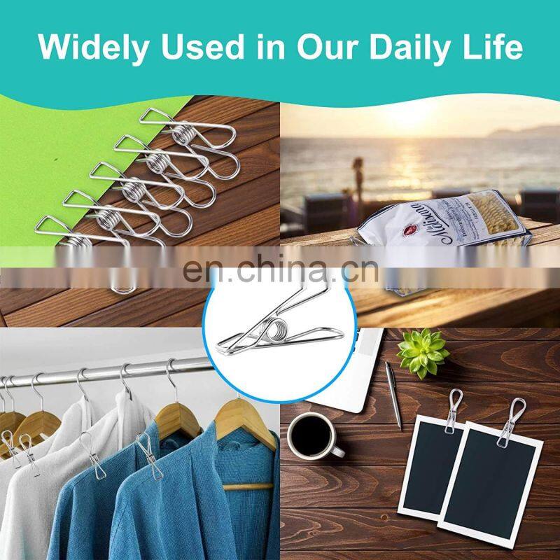 Home Storage Rack Laundry Chip Hooks Clothes Pegs Photo Clip Stainless Steel Clothespins Towel Chips Hook Laundry Storage Holder