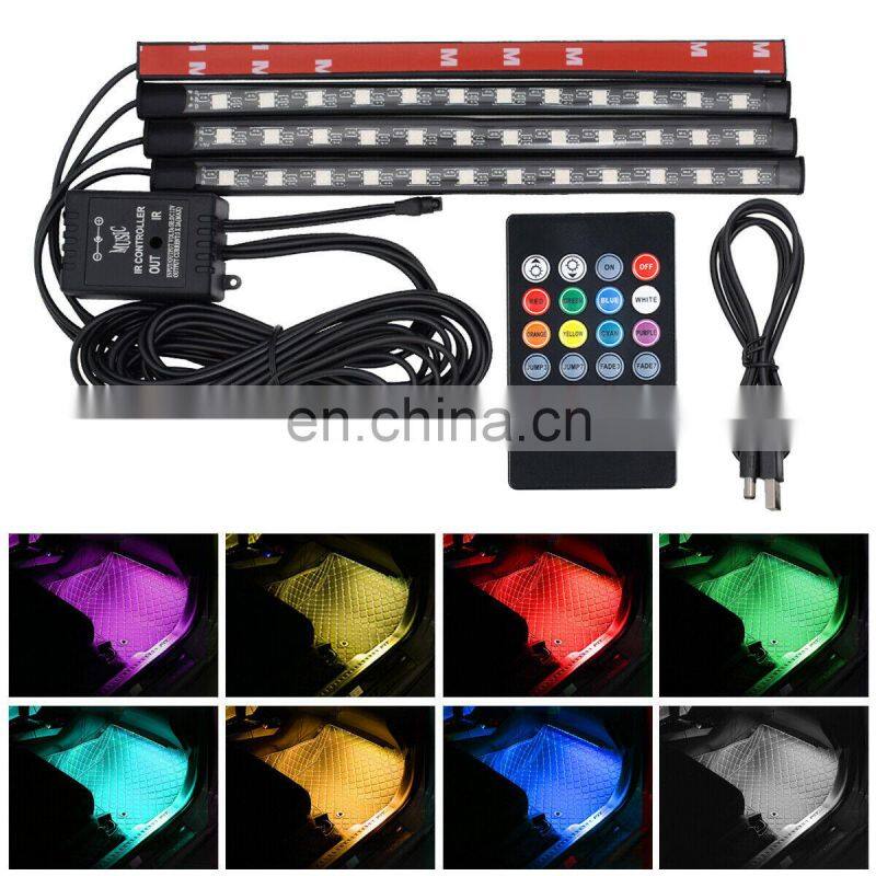 RGB LED car light strip, LED atmosphere lamps, 12V remote control car interior light