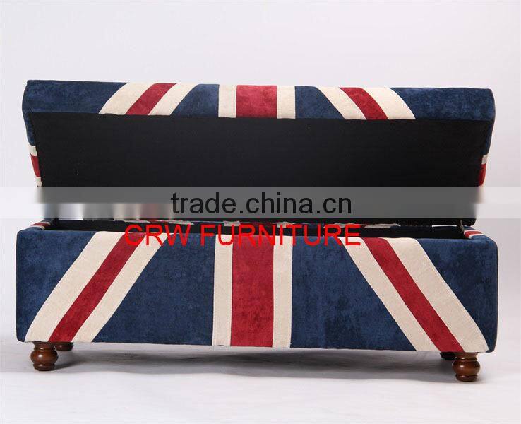 SF-1511 Union Jack Fabric Storage Ottoman