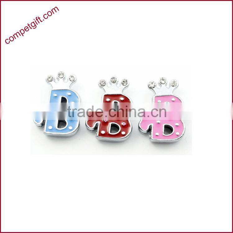 Produce Offer Creative Colored Crown Slider Zinc Alloy Letters Charms