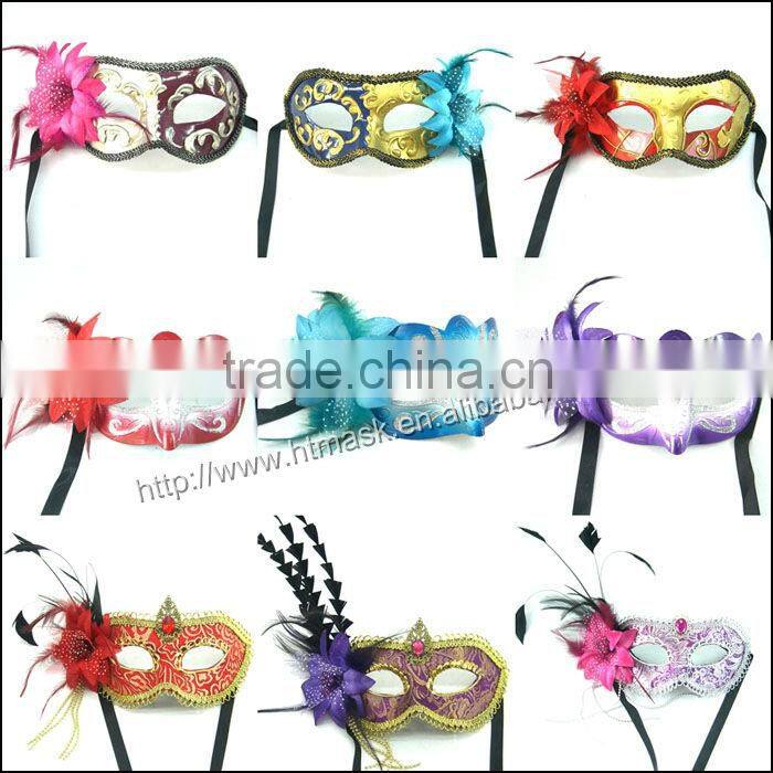 Beautiful party mask venice mask with stick face mask halloween mask