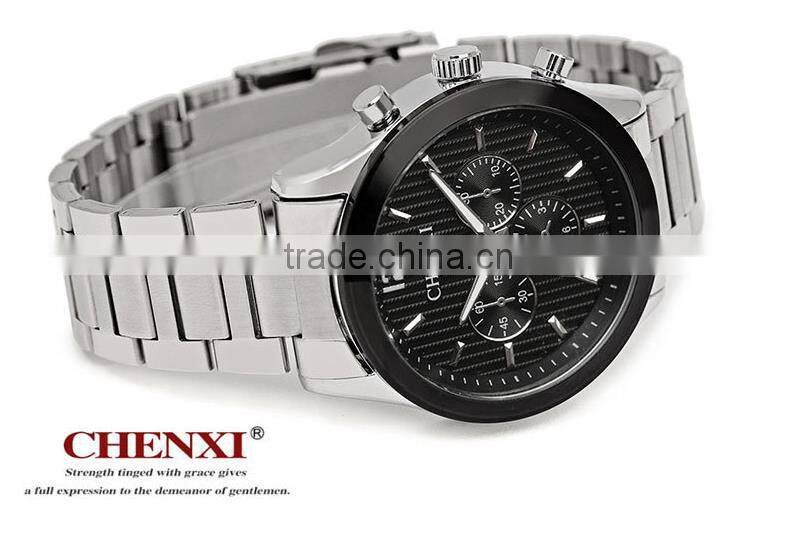 Wholesale wrist watch stainless steel chain black color wrist watch japan movt wrist watch
