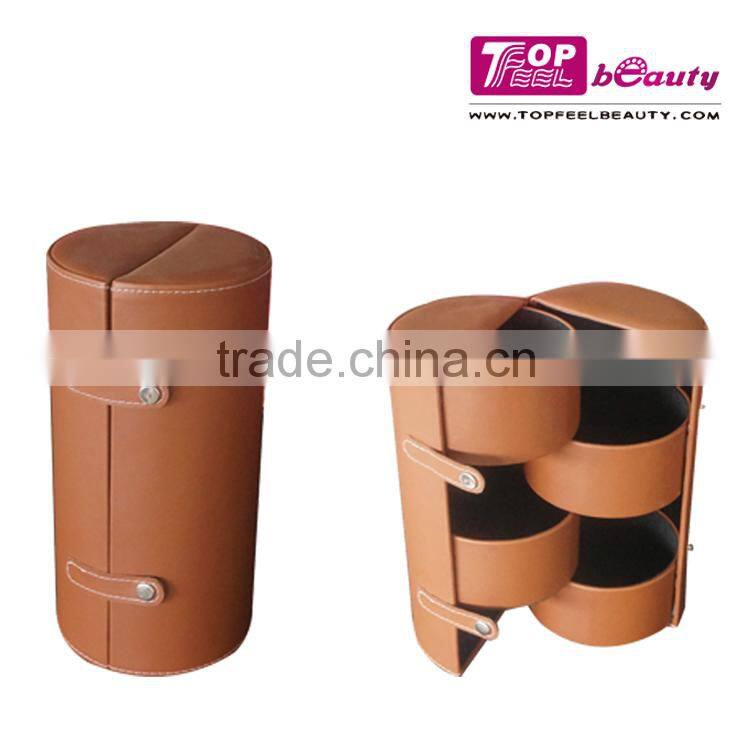 Unique Style Round Multilayer PU Cosmetic Bag