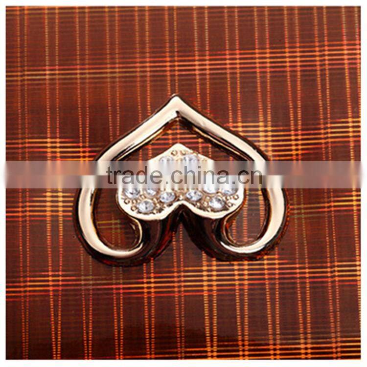 Latest design ladies hand purse clutch pu wallet heart rhinestone purse