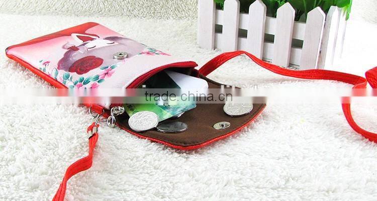 Wholesale pu lovely cartoon girl mini crossbody cell phone bag