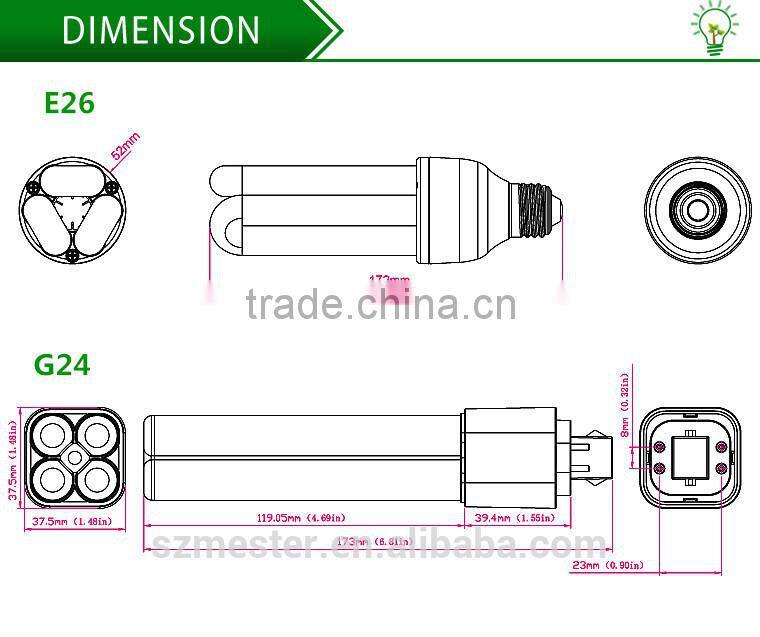 NEW UL/cUL listed 277v SMD 280DE 950lm 11W G24D G24Q-3 Led PL Light