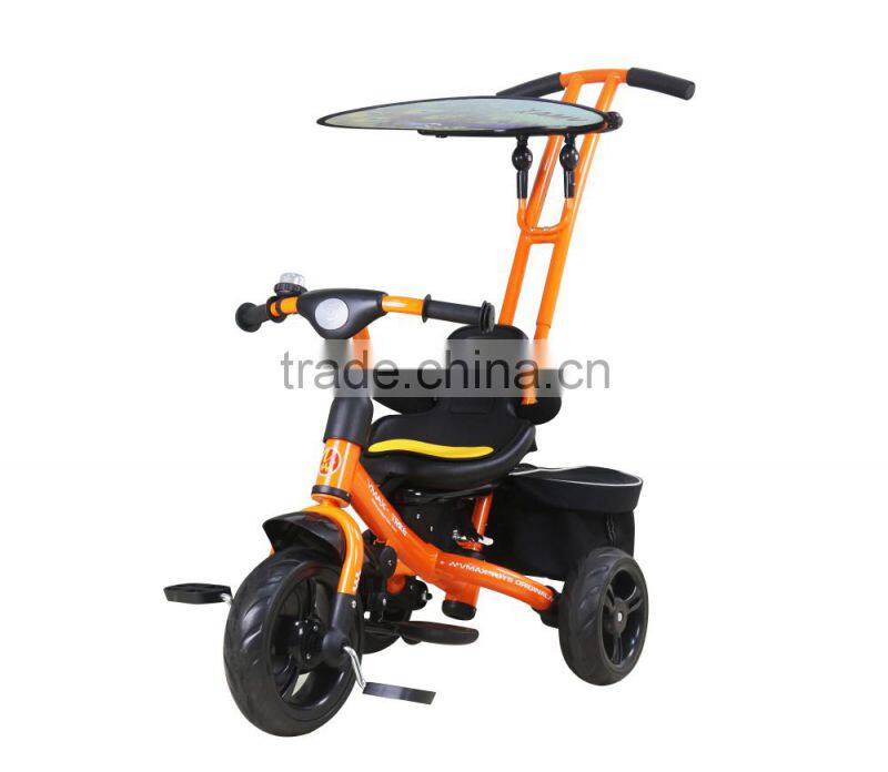 Baby Tricycle/quality baby stroller/baby bicycle with pedals, rear bags, sun-fender, bell ring/ children bike YQ10-36