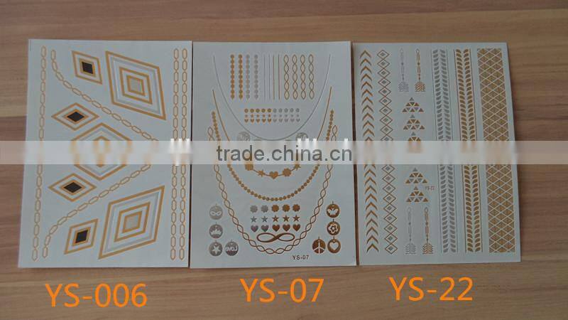 2015 arabic tattoos/metallic tattoo ink tattoo/flash tattoo/jewelry temporary tattoo in stock