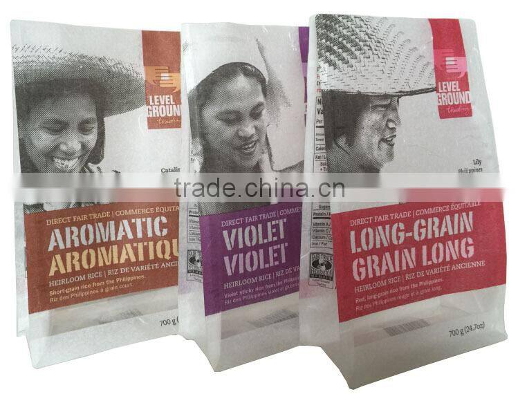 Block Bottom Rice Paper Pouch Bags For Rice Packing