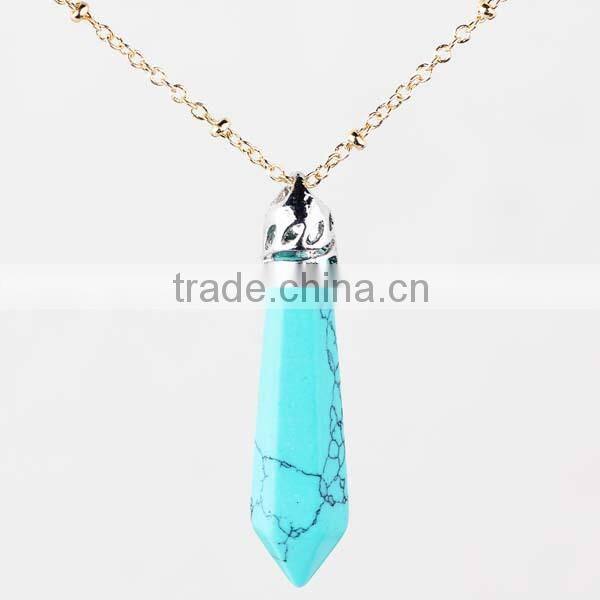 New Trendy Cool Bullet Shaped Natural Quartz Gemstone Necklace