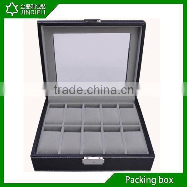 Elegant black leather watches boxes storage
