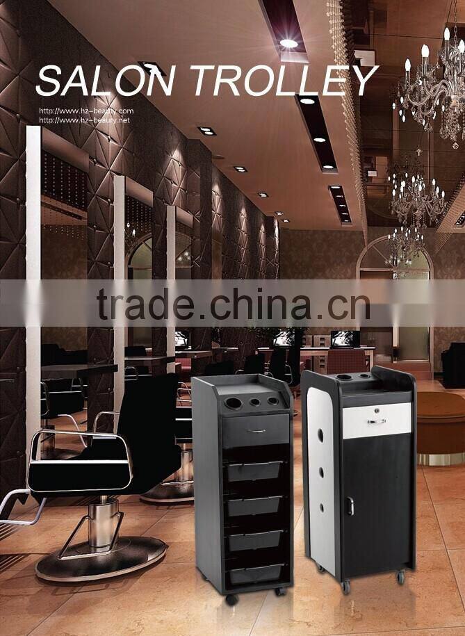 2015 HONGZI wooden salon trolley with red and black beautiful color