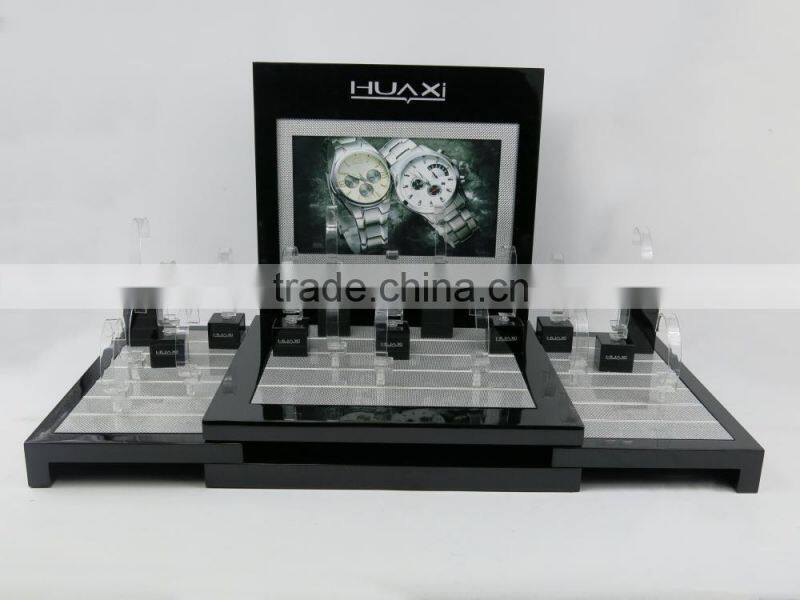 Wooden watch display stand wrapped with wood veneer