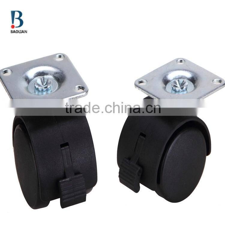 china high quality cheap 1.5 inches black suitcase nylon plastic fixed furniture caster wheels